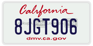8JGT906  license plate in CA