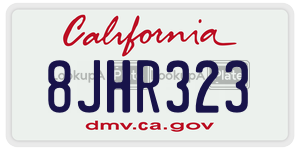 8JHR323  license plate in CA