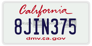 8JIN375  license plate in CA