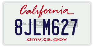8JLM627 license plate in California