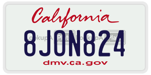 8JON824 license plate in California