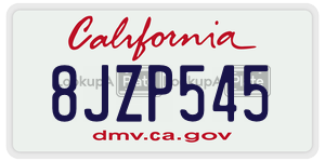 8JZP545  license plate in CA