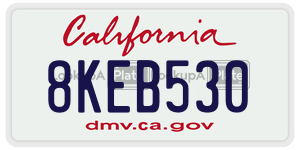 8KEB530 license plate in California