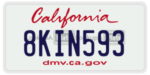 8KIN593  license plate in CA