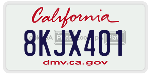 8KJX401 license plate in California