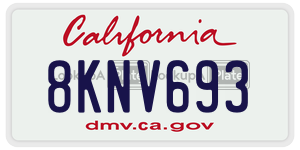 8KNV693 license plate in California