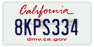 8KPS334 license plate in California