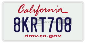8KRT708 license plate in California