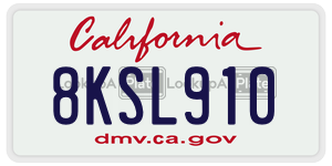 8KSL910 license plate in California