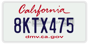 8KTX475 license plate in California