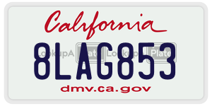 8LAG853  license plate in CA