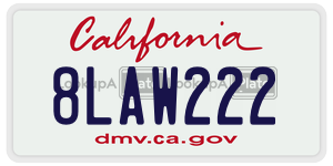 8LAW222 license plate in California