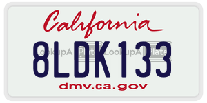 8LDK133 license plate in California