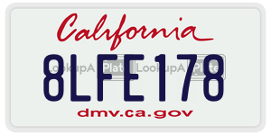 8LFE178 license plate in California