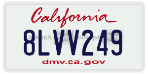 8LVV249 license plate in California