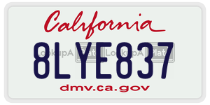 8LYE837 license plate in California