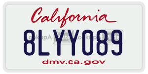 8LYY089  license plate in CA