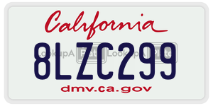 8LZC299 license plate in California