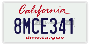 8MCE341 license plate in California