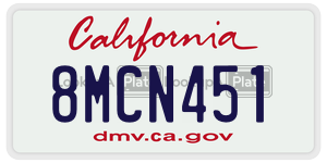 8MCN451 license plate in California