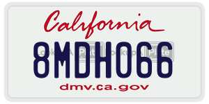 8MDH066 license plate in California