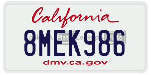 8MEK986 license plate in California