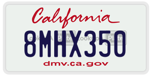 8MHX350 license plate in California