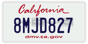 8MJD827 license plate in California