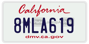 8MLA619  license plate in CA