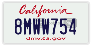 8MWW754  license plate in CA
