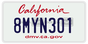 8MYN301 license plate in California