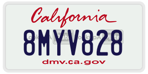 8MYV828 license plate in California
