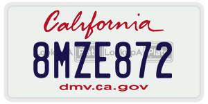 8MZE872  license plate in CA