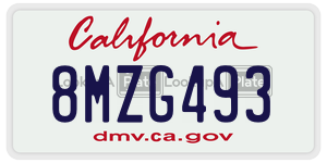 8MZG493  license plate in CA