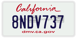 8NDV737 license plate in California