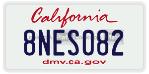 8NES082  license plate in CA