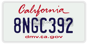 8NGC392  license plate in CA