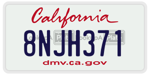 8NJH371  license plate in CA