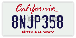 8NJP358 license plate in California