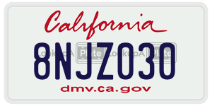 8NJZ030  license plate in CA