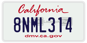 8NML314  license plate in CA