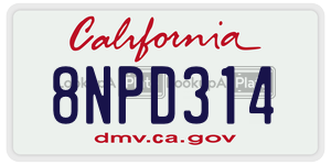 8NPD314  license plate in CA