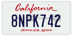 8NPK742 license plate in California
