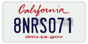 8NRS071 license plate in California