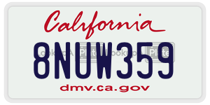 8NUW359  license plate in CA