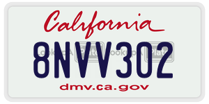8NVV302  license plate in CA
