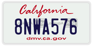 8NWA576 license plate in California