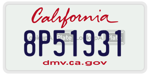 8P51931  license plate in CA