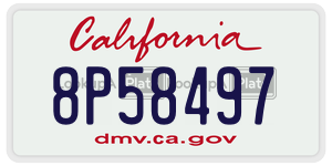 8P58497  license plate in CA