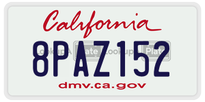 8PAZ152 license plate in California